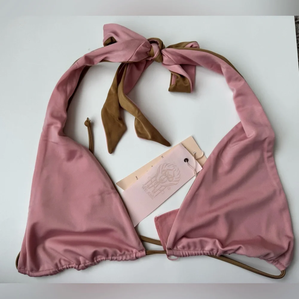NWT We are HAH XL Free People Reversible Top Swim Dusty Rose Shroom Combo Size S